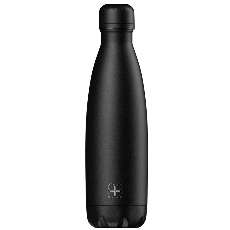 Black metal steel water bottle