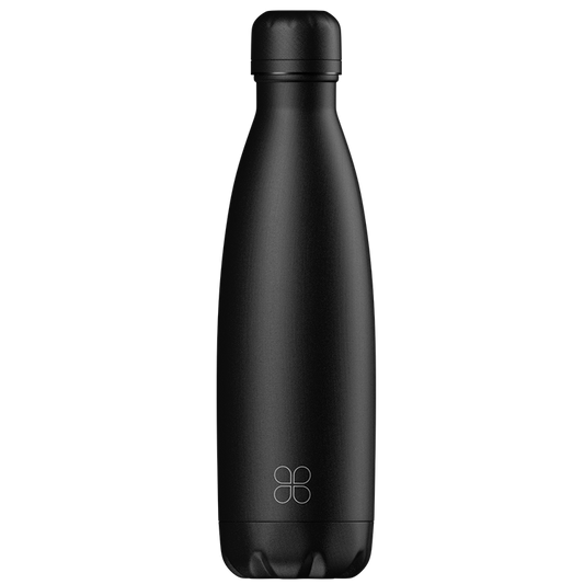 Black metal steel water bottle