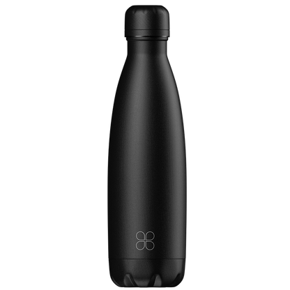 Black stainless steel water bottle by Brim's Bottles.